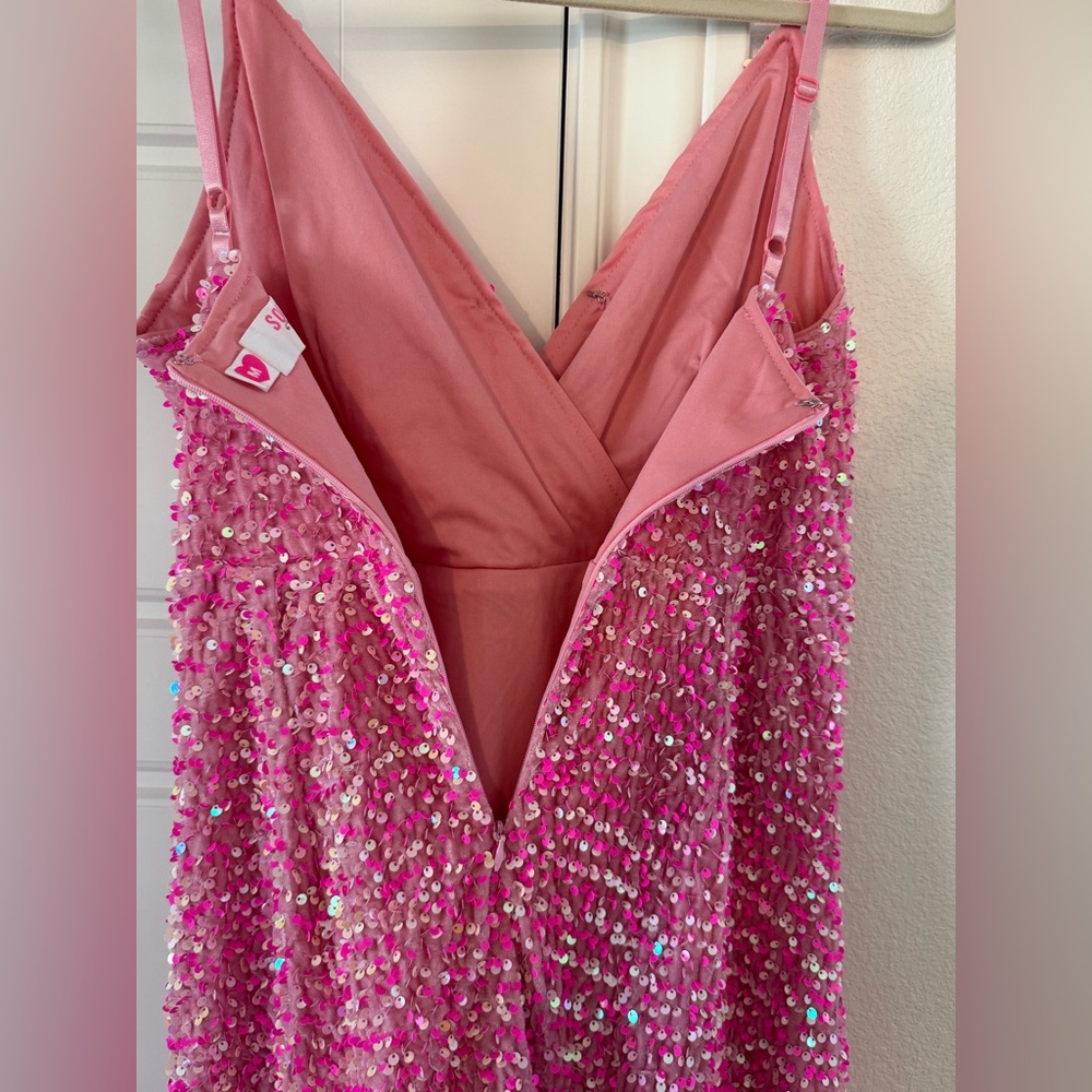 Southern Fried Chicks Pink Velvet Sequin Beaded Dress Medium M NWOT - Picture 7 of 10